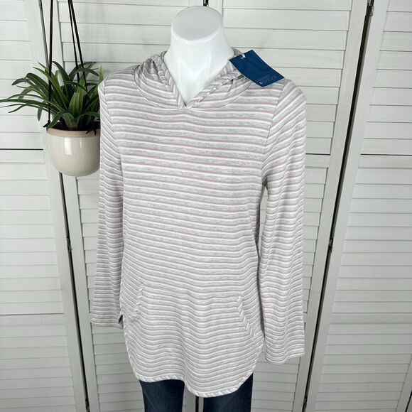 New Market & Spruce Stitch Fix Milania French Terry Curved Hem Hoodie Top Size M - Picture 1 of 11